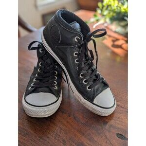 Converse Chuck Taylor All-Star High Street  Black Leather Mid-Rise Shoes M7 W8